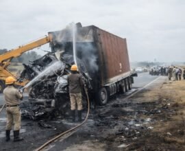 6 killed after truck crosses divider and hits sleeper coach in Chitradurga